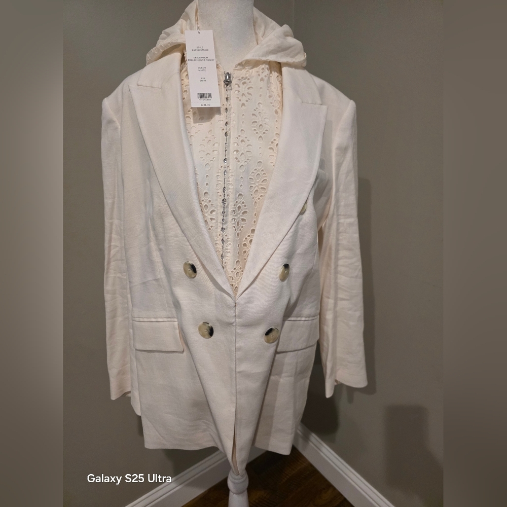 NWT Veronic Beard Offwhite Dickey Jacket With Removable Eyelet Dickey, Size 14 - Picture 1 of 5
